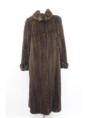 Excellent Sheared Dark Ranch Mink & Rex Rabbit Fur Coat Women Woman Size 10 M